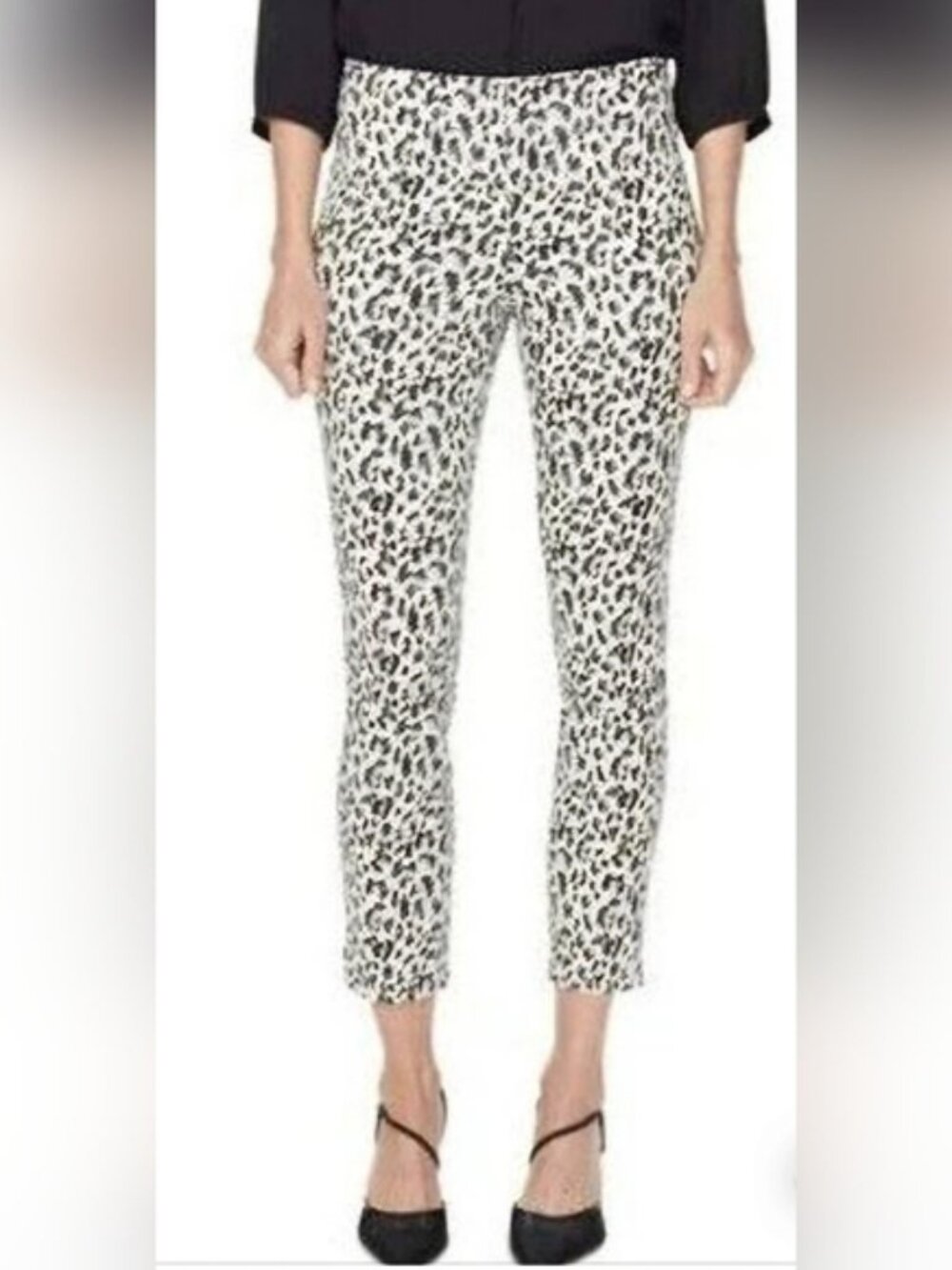 NYDJ Pull On Denim Animal Print Skinny Ankle In Sateen With Back Pockets Sz 10